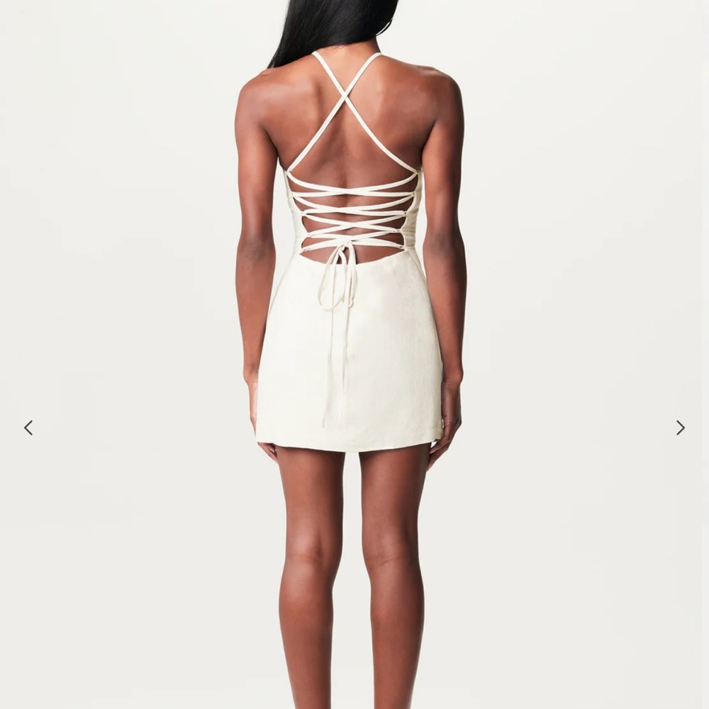 NAKED WARDROBE- LINEN LACE BACK MINI DRESS-BRAND NEW WITHOUT TAGS - Picture 2 of 3